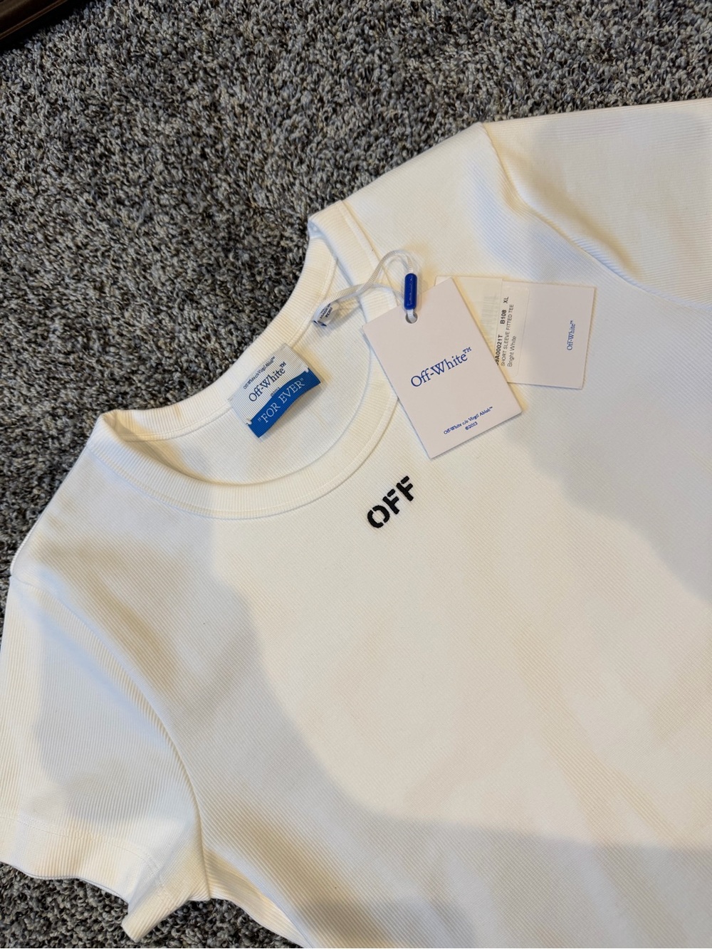 Off-White White Ribbed 'OFF' Chest Logo Tee